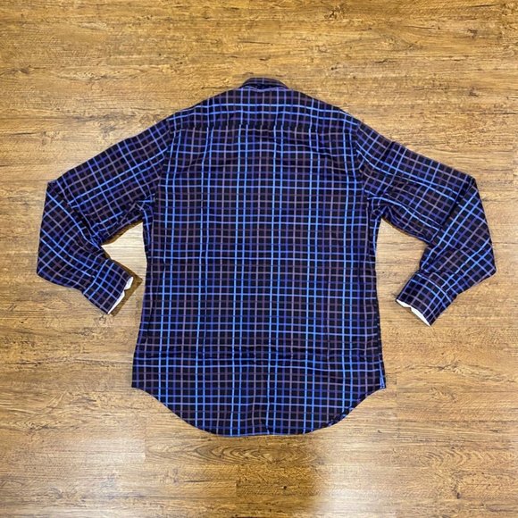Robert Graham Black Blue Plaid Classic Fit Button Up Casual Dress Shirt‎ Men's M - Picture 2 of 12